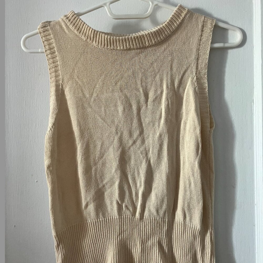 Korean no brand cotton knitted tank and shrug small in cream color